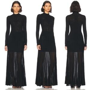 Isabel Marant | NWT Gisole Dress in Black Pointelle Knit A-line Maxi FR 34 US 2